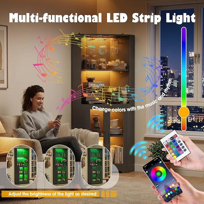 65" Tall LED Corner Bar Cabinet - Image 5