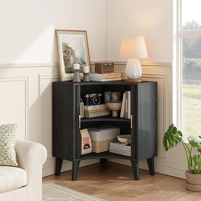 Fluted Corner Cabinet, Small Corner Floor Cabinet - Image 6
