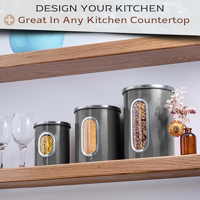 Moss & Stone 3-Piece Gray Canisters Sets - Image 6