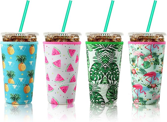 Patelai 4 Pieces Reusable Iced Coffee Sleeve Cup Insulator by Patelai