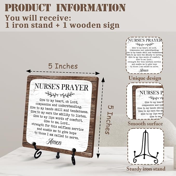 Wooden Nurse Prayer Sign, Nursing Gifts, Rustic Style Nurse Sign, Nurse Office - Image 2
