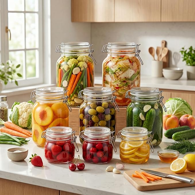 HomArtist Glass Jars with Airtight Lid Set of 6, 17 floz Wide Mouth Mason Jars - Image 6