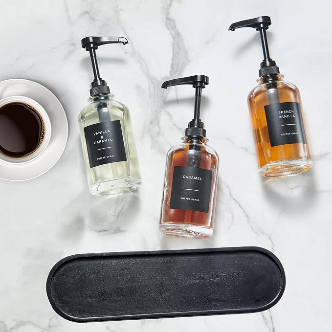 Coffee Syrup Dispenser for Coffee Bar, Glass Syrup Bottle - Image 7