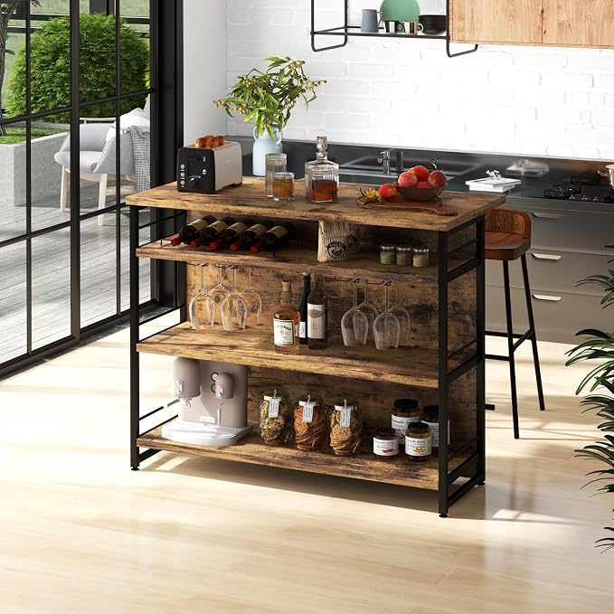 Giantex Home Bar Unit, 4 Tier Liquor Bar Table - Image 4