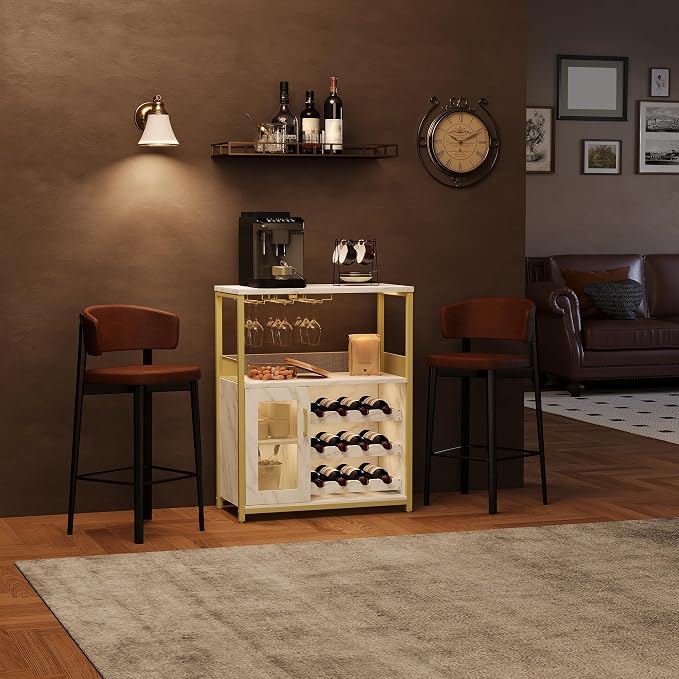 Jojoka LED Lighted 3-Tier Wine Bar Cabinet, Freestanding Sideboard Buffet - Image 7