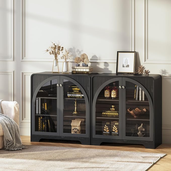 Storage Cabinet with Arched Glass Doors and Adjustable Shelves, Buffet by beronbaer