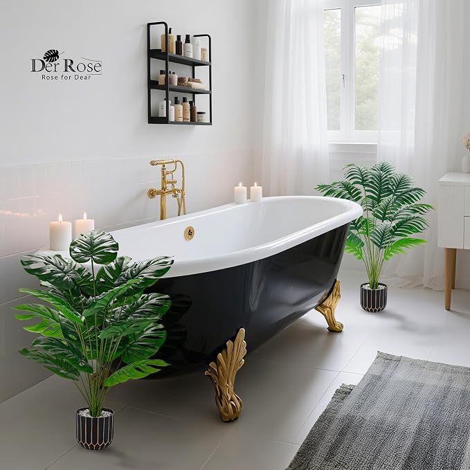 Der Rose Fake Palm Tree Large Artificial Potted Monstera Plants Indoor - Image 5