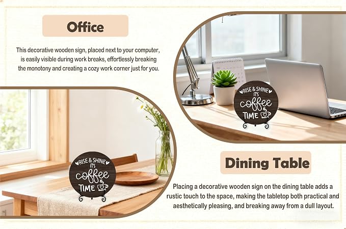 Coffee Desk Decor Sign, Farmhouse Wood Plaque, It Is Coffee Time Wood Sign - Image 5