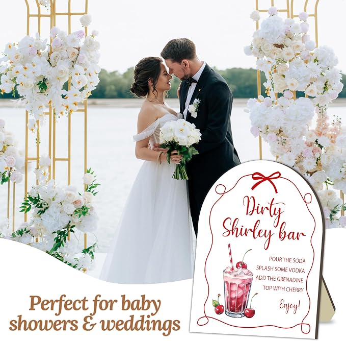 Red Bow Baby Shower Bar Signs, Baby Shower Welcome Wooden Sign, Bow Table Decor - Image 6