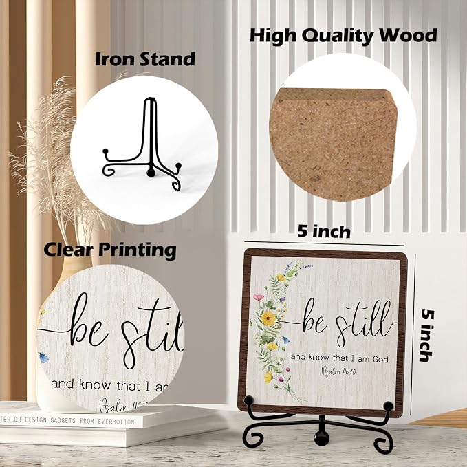 Inspirational Christian Desk Decor, Be Still And Know That I Am God Rutsic Sign - Image 2