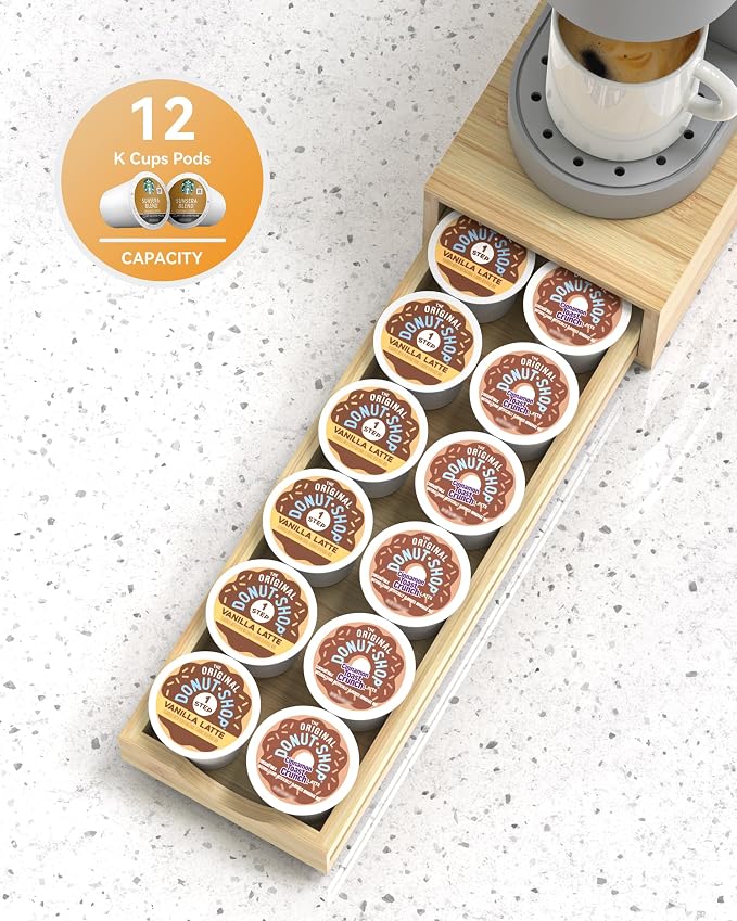 Bamboo Coffee Pod Drawer Organizer Compatible - Image 2
