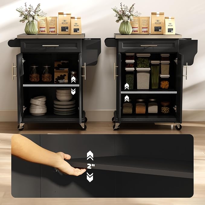 HOMCOM Kitchen Island on Wheels, Rolling Kitchen Cart - Image 6