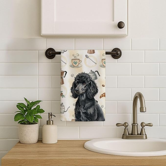Caroline's Treasures Standard Black Poodle Coffee Bar Kitchen Towel Velour - Image 7