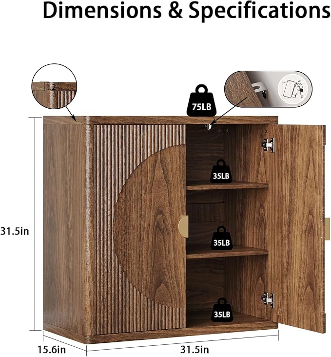 Modern Kitchen Sideboard with Storage, 31.5" Buffet Cabinet with 3 Adjustable - Image 2