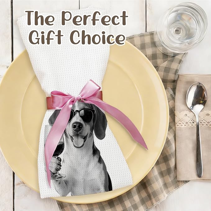 Funny Beagle Kitchen Towels Set of 2, Dog Kitchen Bar Accessories, Dog Chef - Image 5