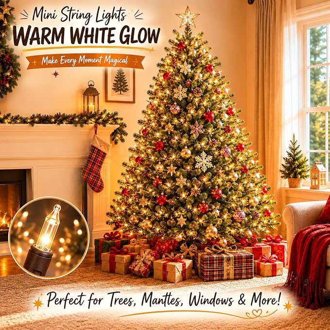 Afirst Brown String Lights, 21ft 100 Count Mini String Light on Brown Wire Cord - Image 6