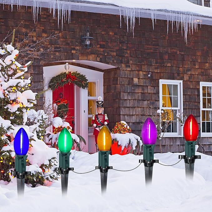 C9 Led Christmas Pathway Light Outdoor, 38FT Christmas Marker Stake Lights - Image 4