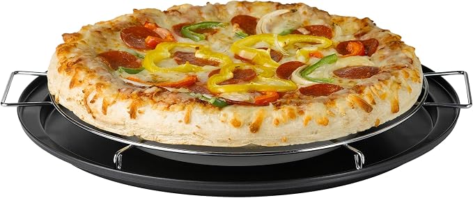 Nifty Pizza and Pie Baking Rack – Built-In Drip Pan, Non-Stick Chrome Finish by NiftySolutions
