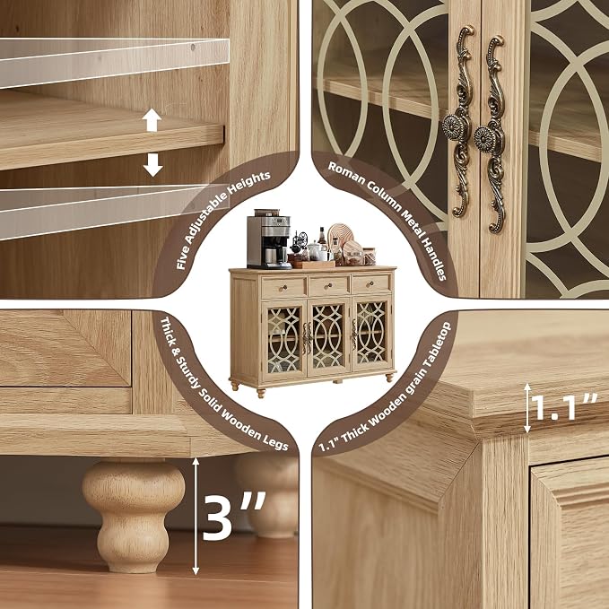 Joaxswe Farmhouse Sideboard Buffet Cabinet Set of 2 - Image 7