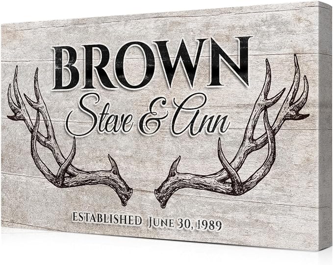 IPIC - Family Established Sign, Personalized Farmhouse Name Sign Wall Decor by IPIC