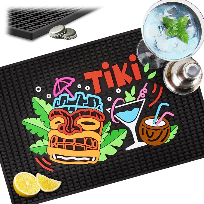 Tiki Bar Mat for Countertop – 12" x 18" Rubber Spill Mats, Durable and by HASSLICKIT