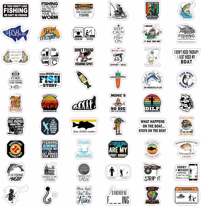 100Pcs Funny Fishing Stickers — Fisherman Decals - Image 3