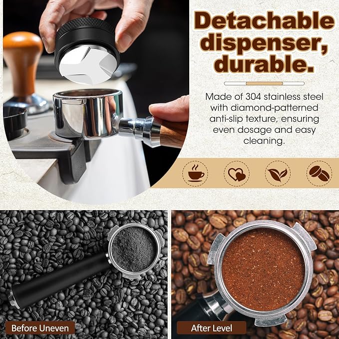 7 Pcs Espresso Accessories Kit, 58 mm Coffee Tamper Set Espresso Machine - Image 4