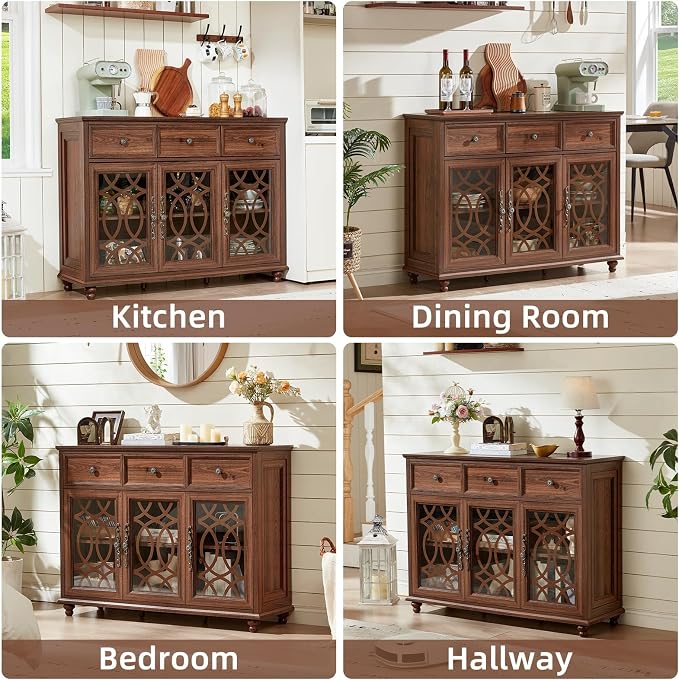 Joaxswe Farmhouse Sideboard Buffet Cabinet Set of 2 - Image 4