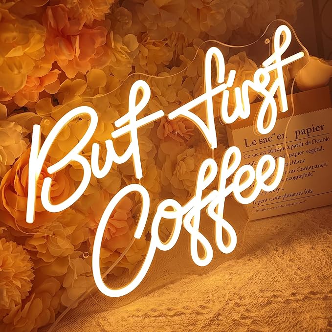 SYLHOME But First Coffee Led Neon Light Signs 5V Home Bedroom Kitchen Office - Image 2