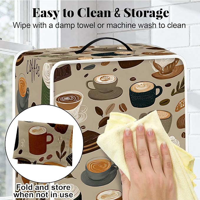 BVBOX Coffee Maker Cover, Durable Dustproof Lightweight Polyester Cotton Blend - Image 6