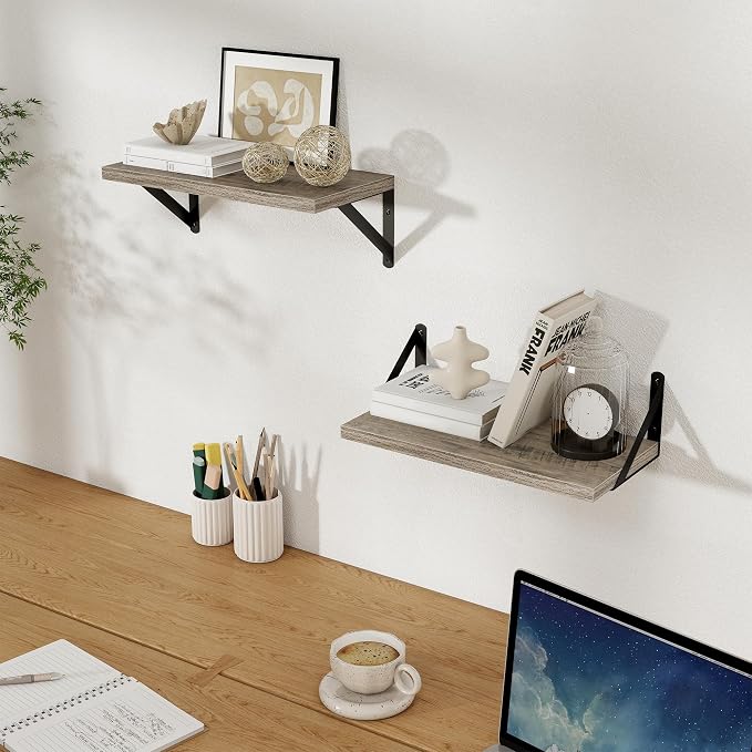 Floating Shelves 8 Inch Deep, 16W x 8D Wall Shelf Set of 2, 35 lbs Heavy Duty - Image 2