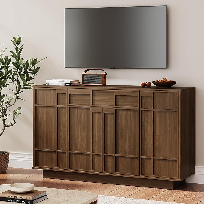55" Buffet Cabinet with Storage Drawer, Sideboard Buffet Cabinet with Built-in - Image 8