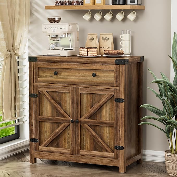 YESHOMY Kitchen Storage Cabinet, Coffee Bar Cabinet, Farmhouse Sideboard Buffet by SearchallYESHOMY