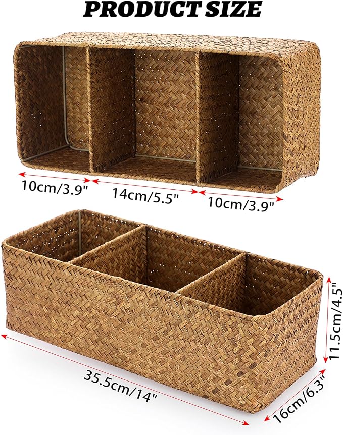 ELLDOO Woven Seagrass Wicker Rattan Storage Basket, Large Capacity Coffee Pod - Image 2