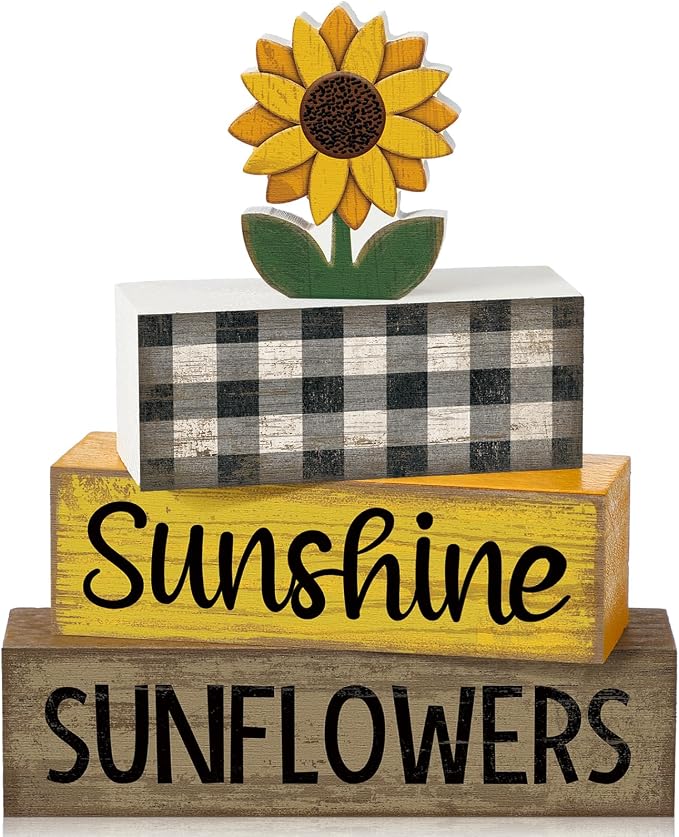 Yuntau 4 Pcs Sunflower Decorations Sunflower Wooden Sign Sunshine Table by Yuntau