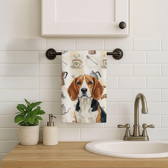 Caroline's Treasures Beagle Coffee Bar Kitchen Towel Velour Plush Front and - Image 7