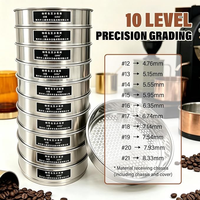 Stainless Steel Coffee Grading Sieve Set, 8 Inch Fine Mesh Strainer - Image 3