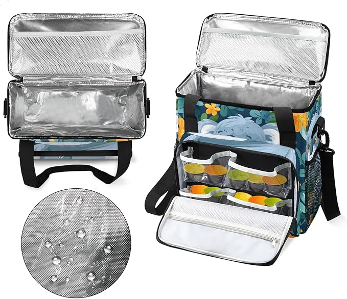 Cartoon Koala Coffee Maker Carring Bag, Large Insulated Storage Organizer Case - Image 3
