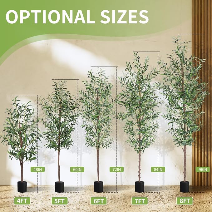 Artificial Olive Tree, 8FT Tall Faux Olive Trees 96in Outdoor Fake Potted Silk - Image 4