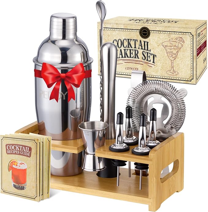Cocktail Shaker Bartender Kit-12 Piece Cocktail Shaker Set by Perjoy