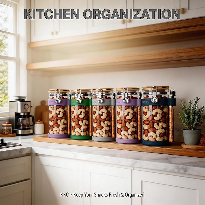 KKC 1.5-Quart Large Glass Nuts Storage Container, Airtight Food Storage Jar - Image 6