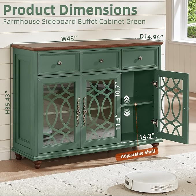 Joaxswe Farmhouse Sideboard Buffet Cabinet - Image 2