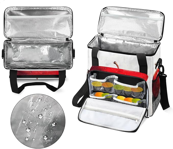 Fruit Red Apples Coffee Maker Carring Bag, Large Insulated Storage Organizer - Image 3