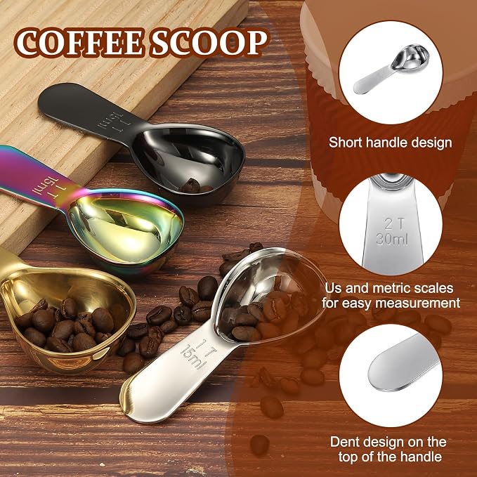 uxcell 4Pcs Stainless Steel Coffee Scoop, 30ml Short Handle Measuring Spoon - Image 3