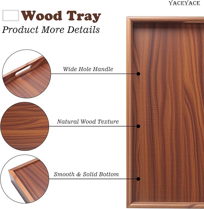 Wood Tray for Kitchen Counter, Coffee Table, Home Decor - Image 3