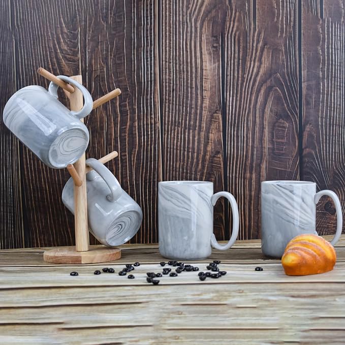 Coffee Mugs Set of 4, 16 OZ Large Tea Cups, Bulk Marble Diner Mugs Set - Image 2