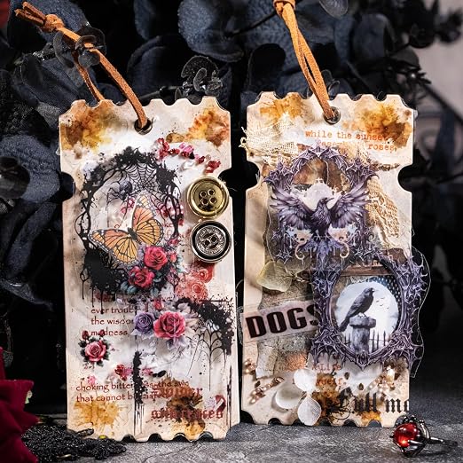 Night Poem Gothic PET Tape Set, 4 Rolls Pre-Cut Translucent Frame and Element - Image 6