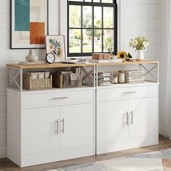 Vongrasig Coffee Bar Cabinet, Farmhouse Kitchen Storage Cabinet - Image 3