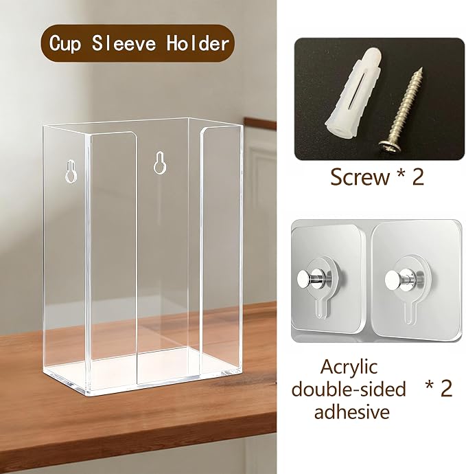 Coffee Cup Sleeve Organizer Rack-Acrylic Coffee Collar Holder Storage - Image 2