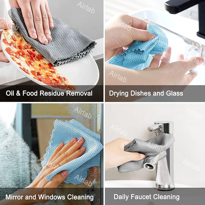 Airlab Streak Free Miracle Cleaning Cloths Easy Clean Nanoscale, Microfiber - Image 7